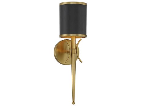 Savoy House Quincy 1-Light Matte Black Warm Brass Wall Sconce