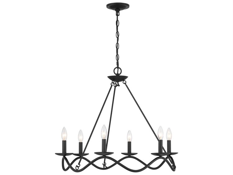 Photos - Chandelier / Lamp Wide Savoy House Meridian 6-Light Matte Black Candelabra Chandelier M100137MBK 