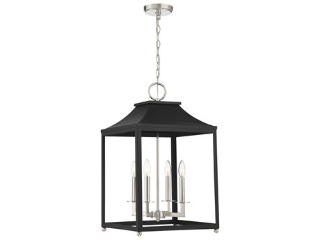 Savoy House Meridian 4-Light Matte Black Polished Nickel Pendant