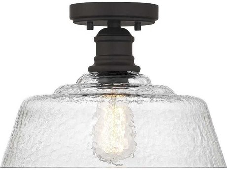 Savoy House Meridian 1-Light Oil Rubbed Bronze Black Glass Bowl Semi Flush Mount