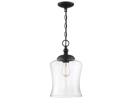 Savoy House Meridian 1-Light Matte Black Glass Bell Mini Pendant