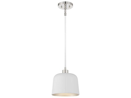 Savoy House Meridian 1-Light White Polished Nickel Dome Mini Pendant