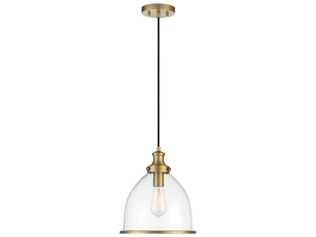 Savoy House Meridian 1-Light Natural Brass Glass Bell Mini Pendant