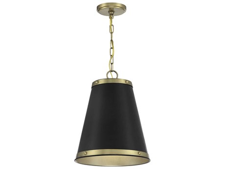Savoy House Meridian 1-Light Matte Black Natural Brass Empire Pendant