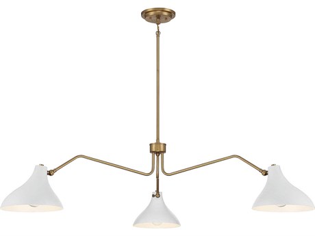 Savoy House Meridian 3-Light White Natural Brass Chandelier