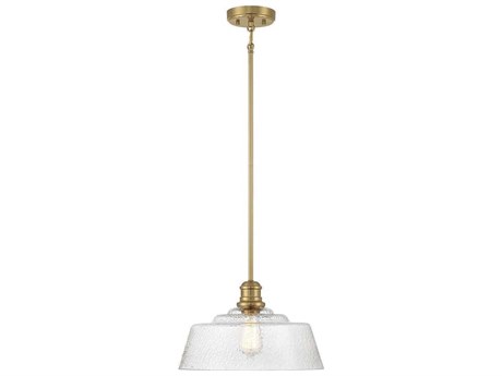 Savoy House Meridian 1-Light Natural Brass Glass Bowl Pendant