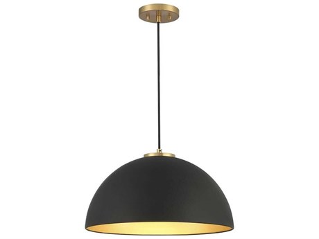 Savoy House Meridian 1-Light Matte Black Natural Brass Dome Pendant