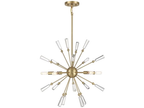 Savoy House Meridian 5-Light Natural Brass Glass Sputnik Pendant