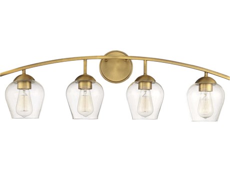Savoy House Meridian 4-Light Natural Brass Glass Vanity Light