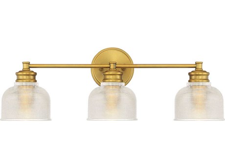 Savoy House Meridian 3-Light Natural Brass Glass Vanity Light