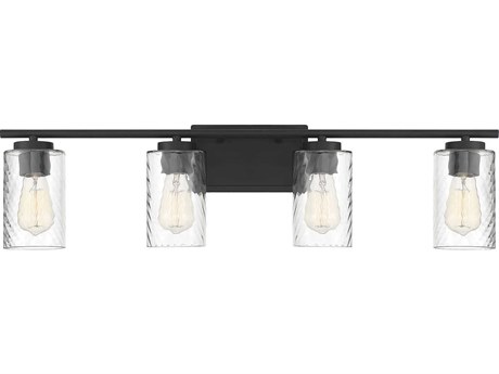 Savoy House Meridian 4-Light Matte Black Glass Vanity Light