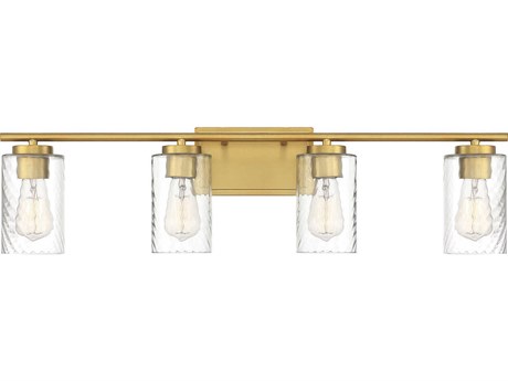 Savoy House Meridian 4-Light Natural Brass Glass Vanity Light