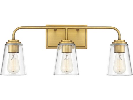 Savoy House Meridian 3-Light Natural Brass Glass Vanity Light