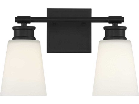 Savoy House Meridian 2-Light Matte Black Glass Vanity Light