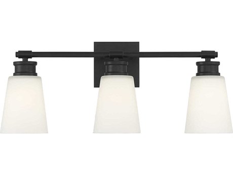 Savoy House Meridian 3-Light Matte Black Glass Vanity Light