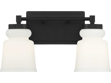 Savoy House Meridian 2-Light Matte Black Glass Vanity Light