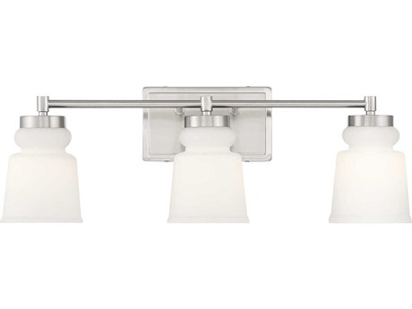 Savoy House Meridian 3-Light Brushed Nickel Glass Vanity Light