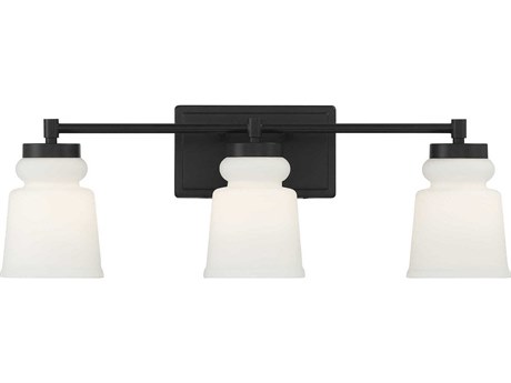 Savoy House Meridian 3-Light Matte Black Glass Vanity Light