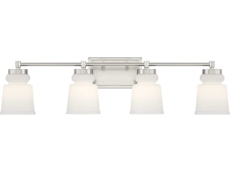 Savoy House Meridian 4-Light Brushed Nickel Glass Vanity Light