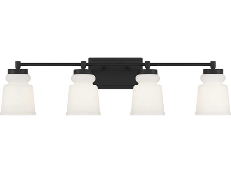 Savoy House Meridian 4-Light Matte Black Glass Vanity Light