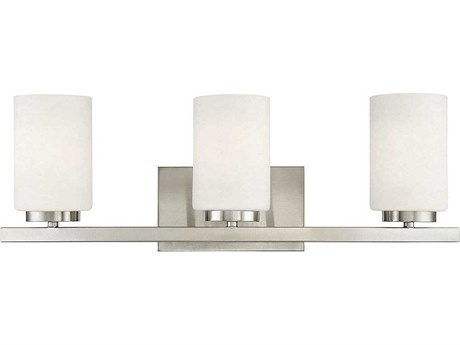 Savoy House Meridian 3-Light Brushed Nickel Glass Vanity Light