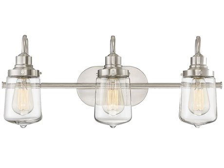 Savoy House Meridian 3-Light Brushed Nickel Glass Vanity Light