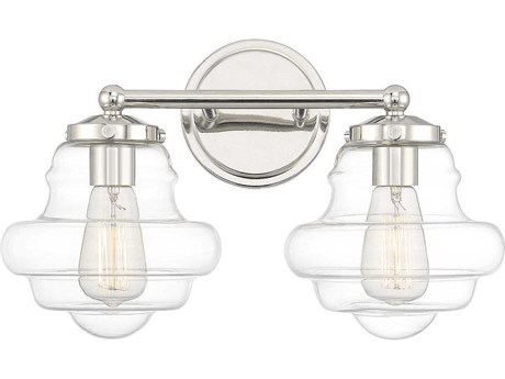 Savoy House Meridian 2-Light Polished Nickel Glass Vanity Light