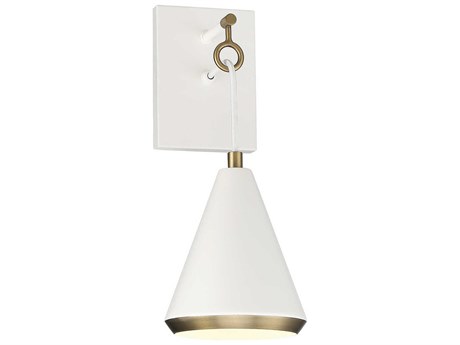 Savoy House Meridian 1-Light White Natural Brass Wall Sconce