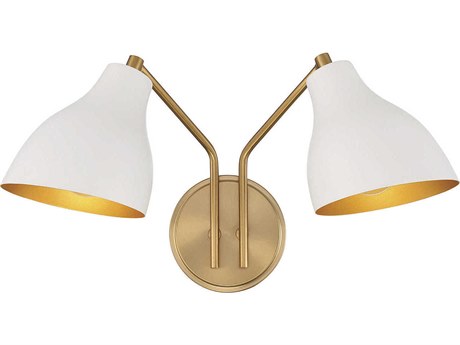 Savoy House Meridian 2-Light White Natural Brass Wall Sconce