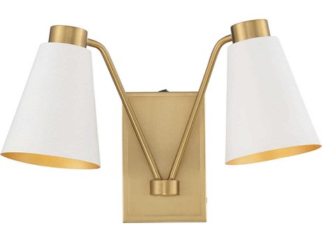 Savoy House Meridian 2-Light White Natural Brass Wall Sconce