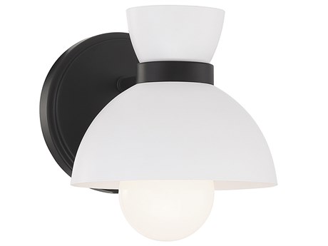Savoy House Meridian 1-Light Matte Black White Wall Sconce