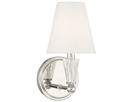Savoy House Meridian 1-Light Polished Nickel White Crystal Wall Sconce