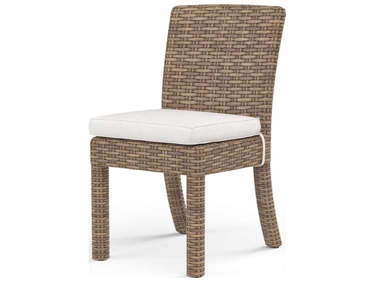 Sunset West Havana Wicker Armless Dining Chair in Canvas Flax