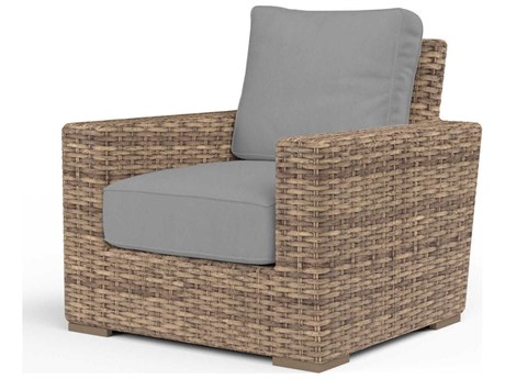 Sunset West Havana Tobacco Wicker Cushion Lounge Chair