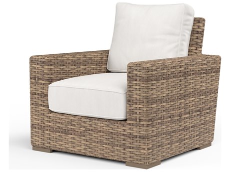 Sunset West Havana Wicker Lounge Chair in Canvas Flax