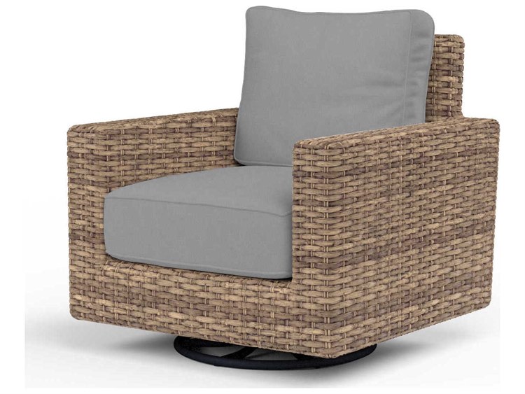 Sunset West Havana Tobacco Wicker Cushion Lounge Chair