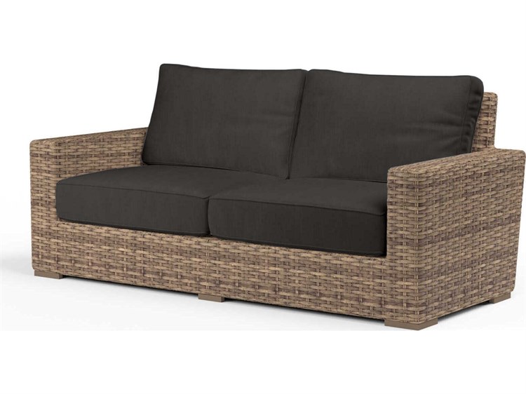 Sunset West Havana Tobacco Wicker Cushion Loveseat