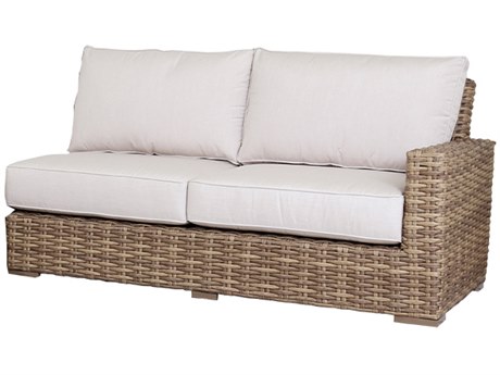 Sunset West Havana Wicker  Weathered Tobacco Leaf Right Arm Loveseat in Canvas Flax