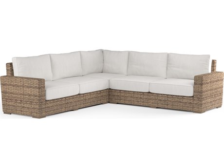 Sunset West Havana Wicker Sectional in Canvas Flax