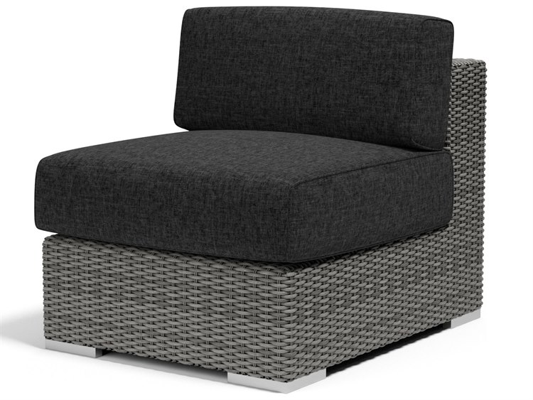 Sunset West Emerald II Wicker Modular Outdoor Lounge Chair in Spectrum Carbon
