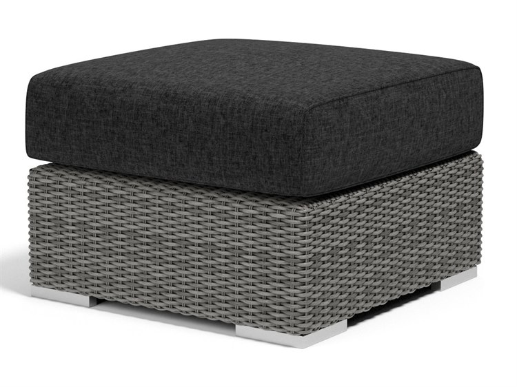 Sunset West Emerald II Wicker Outdoor Ottoman in Spectrum Carbon