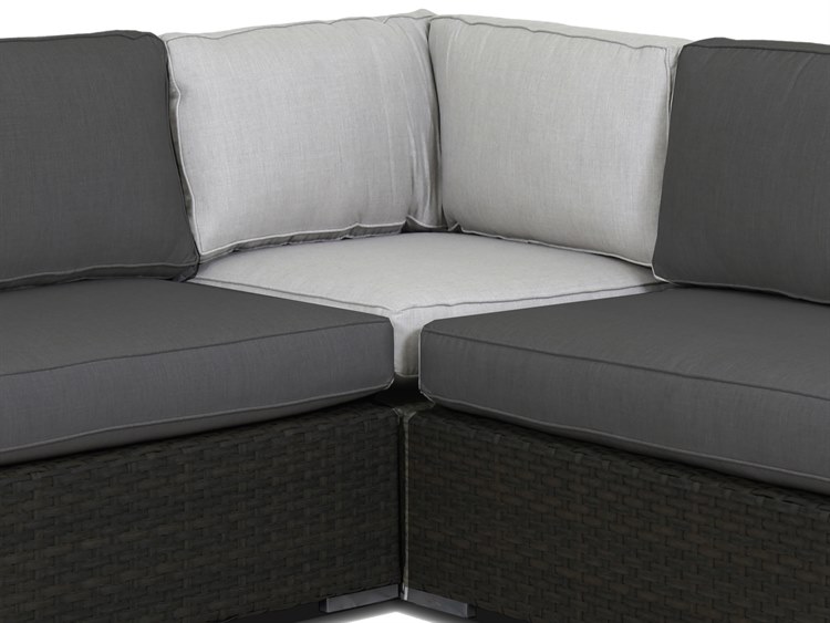 Sunset West Majorca Wicker Corner Outdoor Lounge Chair in Cast Silver with Self Welt