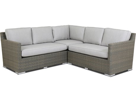 Sunset West Quick Ship Majorca Wicker Sectional in Cast Silver