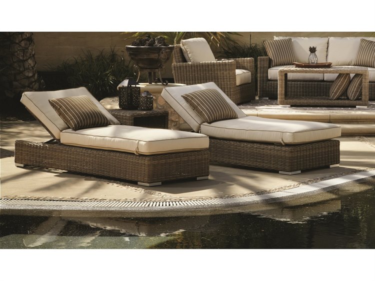 Sunset West Coronado Wicker Driftwood Lounge Set in Canvas Flax with Self Welt