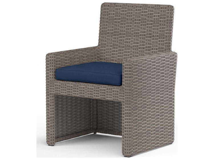 Sunset West Montecito Driftwood Wicker Cushion Dining Chair