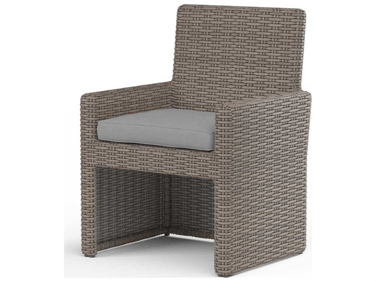 Sunset West Montecito Driftwood Wicker Cushion Dining Chair