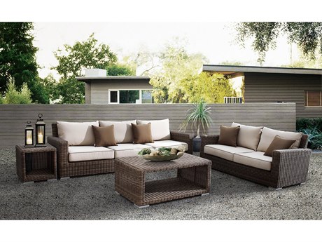 Sunset West Coronado Wicker Sofa and Loveseat with Coffee and End Tables