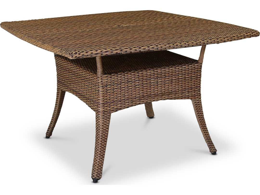 Sunset West Quick Ship Santa Cruz Wicker 48 Square Glass