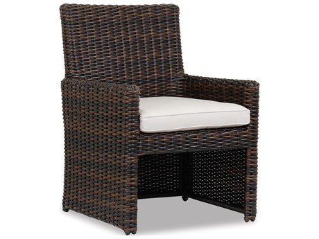 Sunset West Montecito Wicker Dining Chair in Canvas Flax with Self Welt