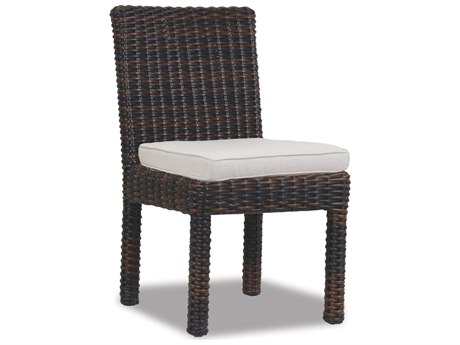 Sunset West Montecito Wicker Armless Dining Chair in Canvas Flax with Self Welt